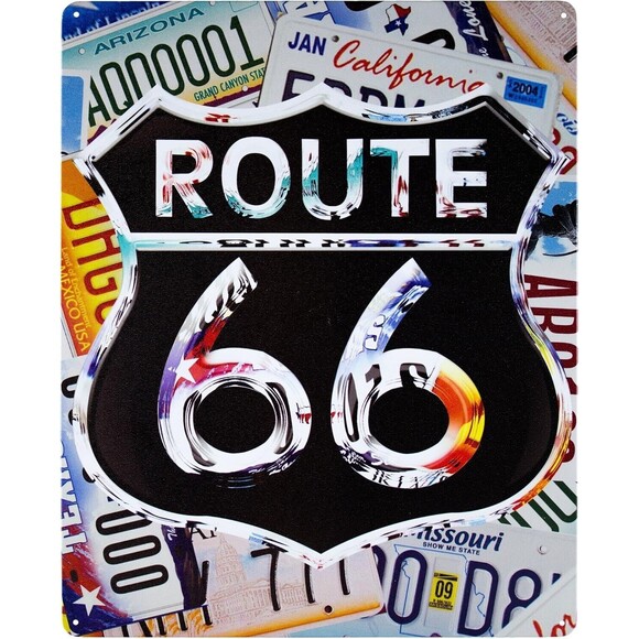 Millennium Art Route 66” Tin Sign Wall Art for Man Cave Garage 12"x15" - Picture 1 of 4